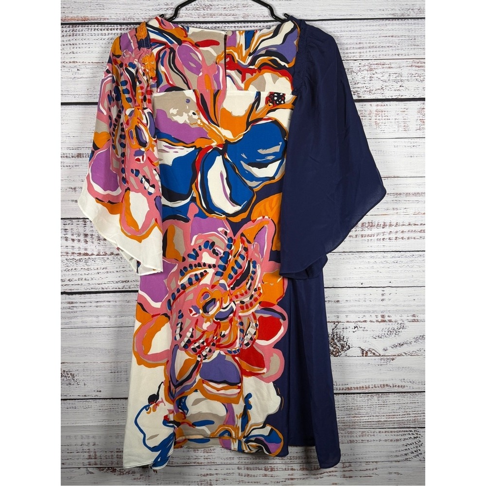 Anthropologie Maeve Vero Silk Floral Colorblock Shift Dress Medium - Picture 2 of 11